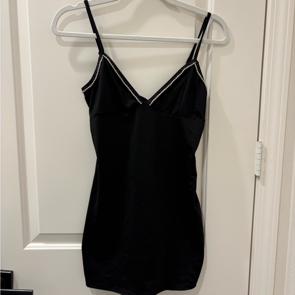 🦃Y2K Whimy Goth Black Mini Dress with Diamonds